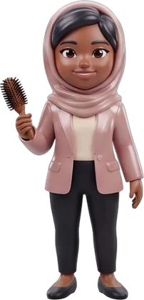 Salon owner holding a hairbrush